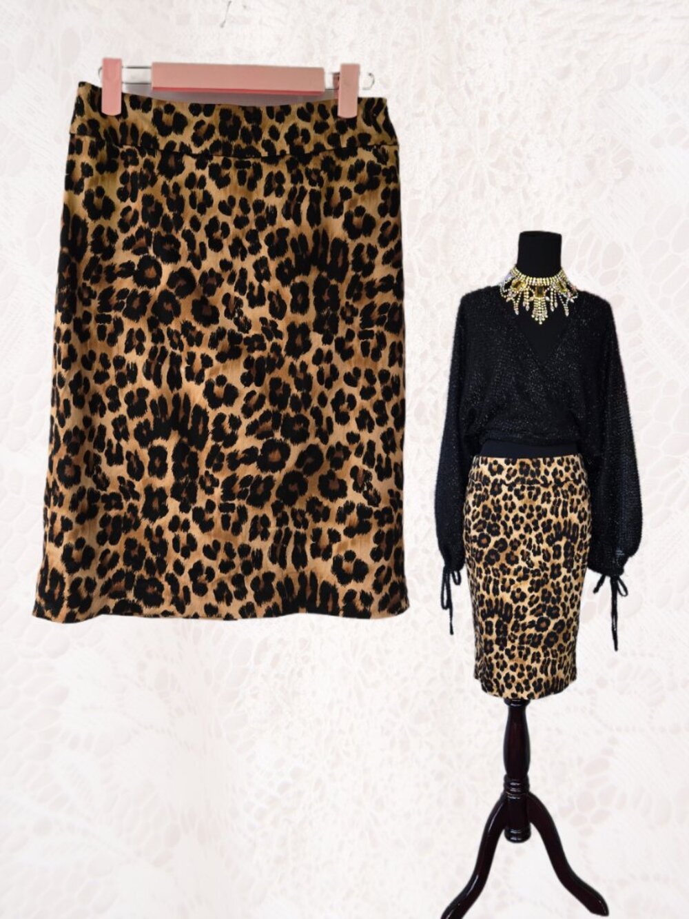 Charter Club Leopard Print Pencil Skirt Boho Classic Minimalist Office Business